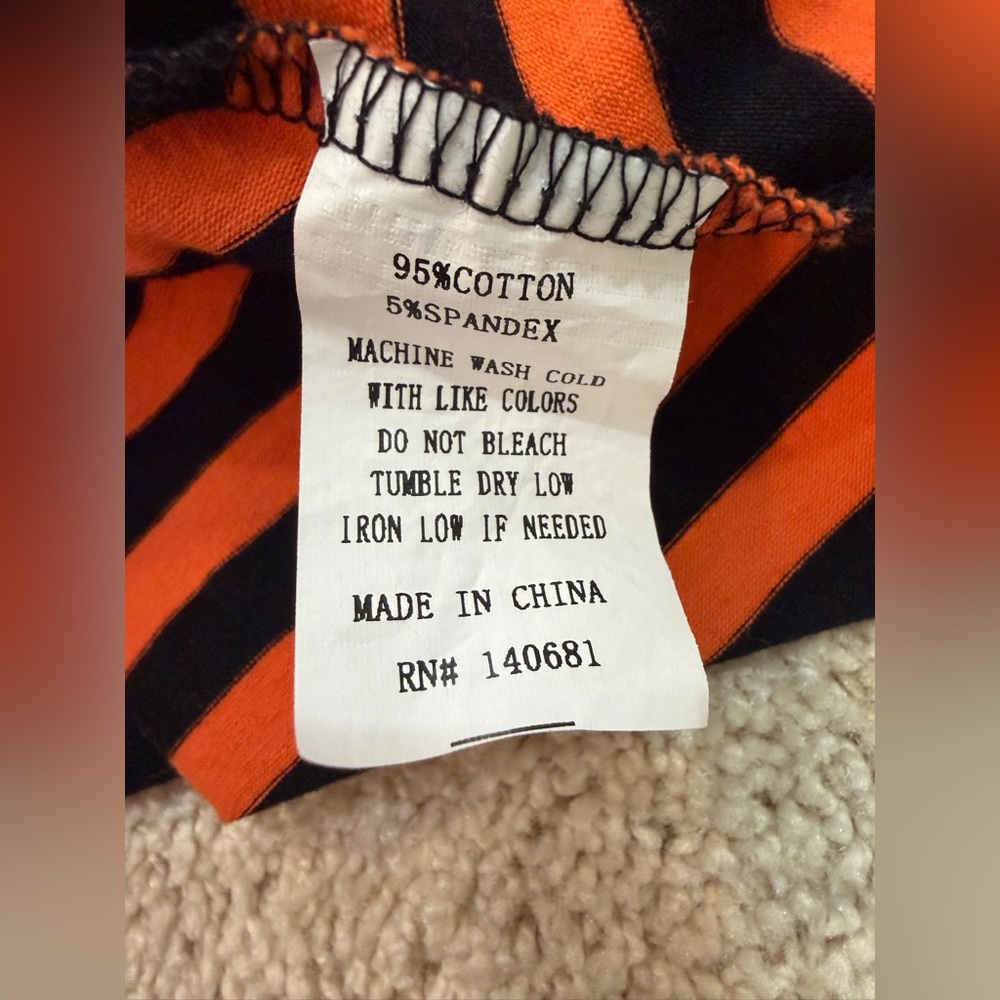 Unique Vintage Orange and Black Striped Midi Flare Dress Size Small - Picture 5 of 9